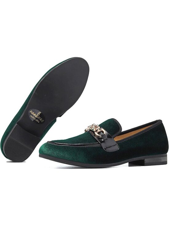 FQEQNQG Men\'s Green Velvet Loafers Penny Slip On Smoking Luxury Wedding Shoes main image 6